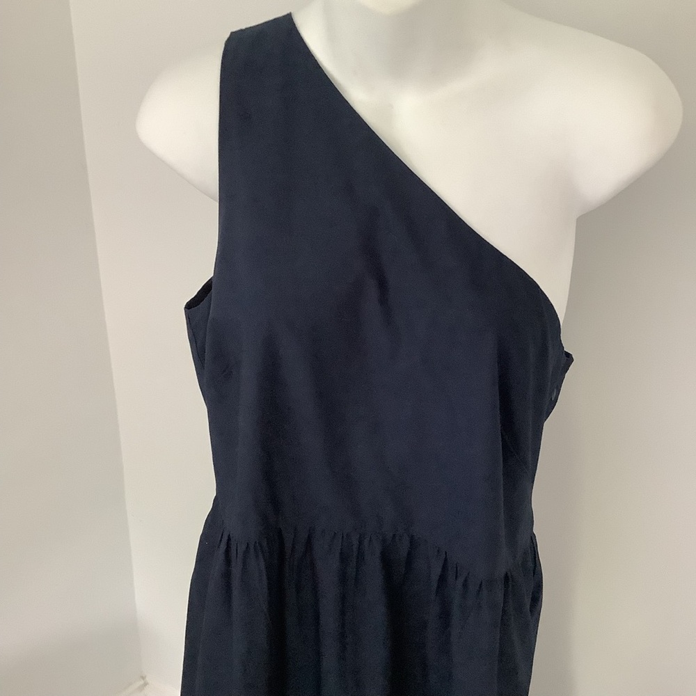 GAP Navy Blue One Shoulder Maxi Cotton Dress NWT Sz. 8 - Picture 8 of 10